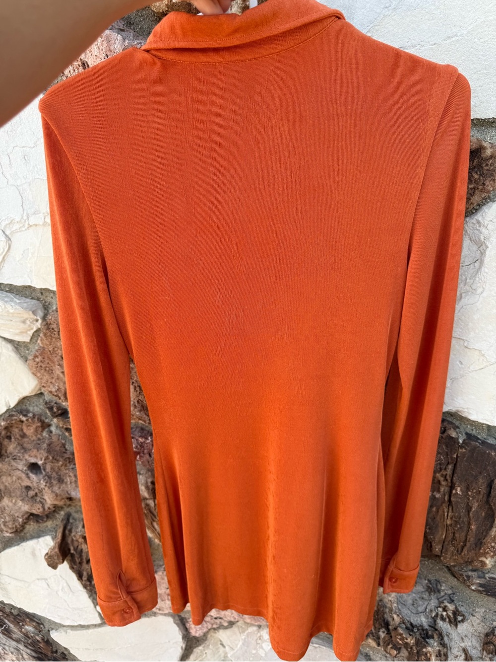 With Jean Orange Ruched Button-Front Dress - Picture 9 of 9